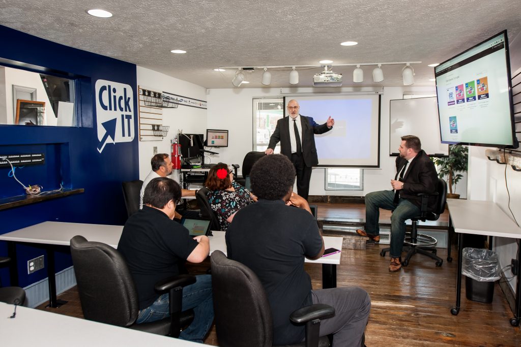 Client workshop in a Click IT training room
